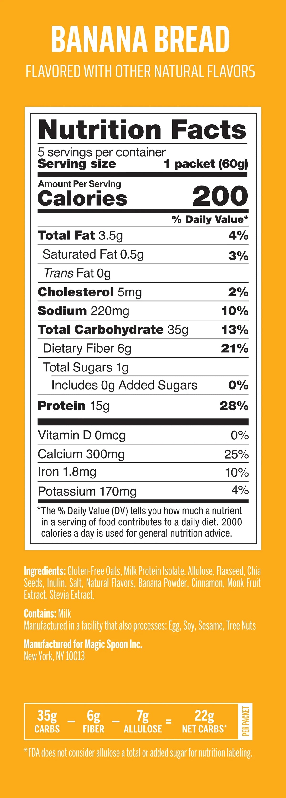 Banana Bread - 20 Oatmeal Packets (4 Boxes)