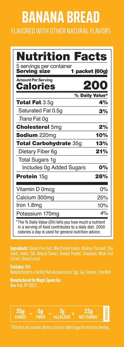 Banana Bread - 20 Oatmeal Packets (4 Boxes)