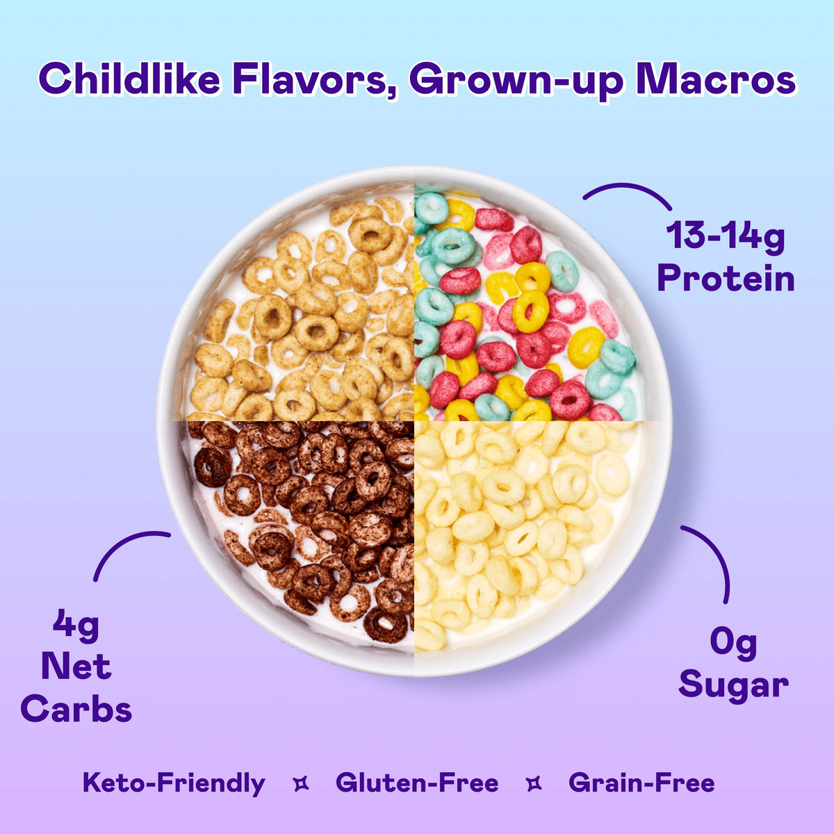 Magic Spoon Protein Cereal Variety 4 Pack - Peanut Butter, Cocoa, Fruity, Frosted