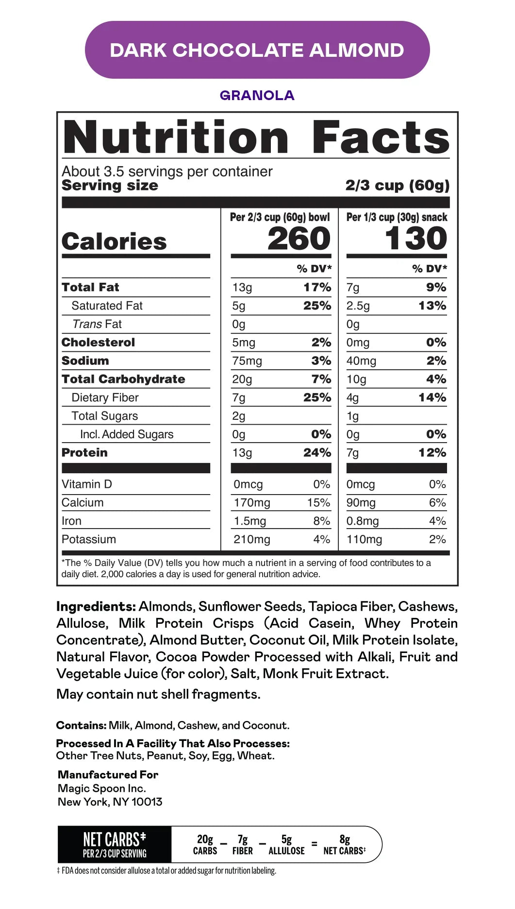 Dark Chocolate Almond - 4 Bags of Granola (FAIRE)