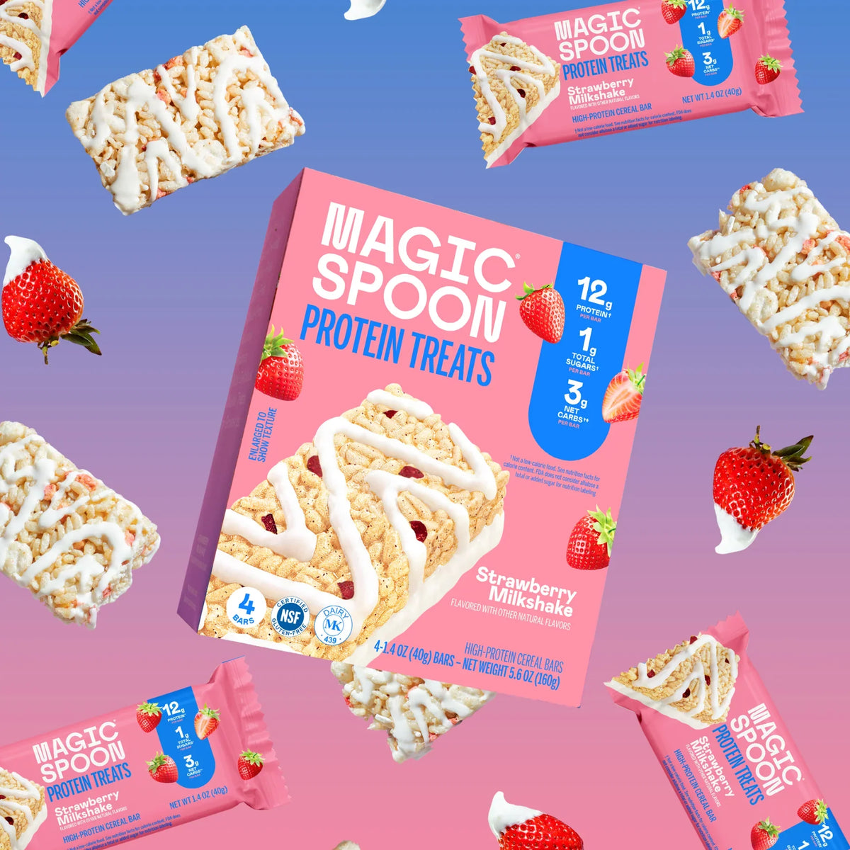 Strawberry Milkshake - 16 Cereal Treats (4 Boxes)
