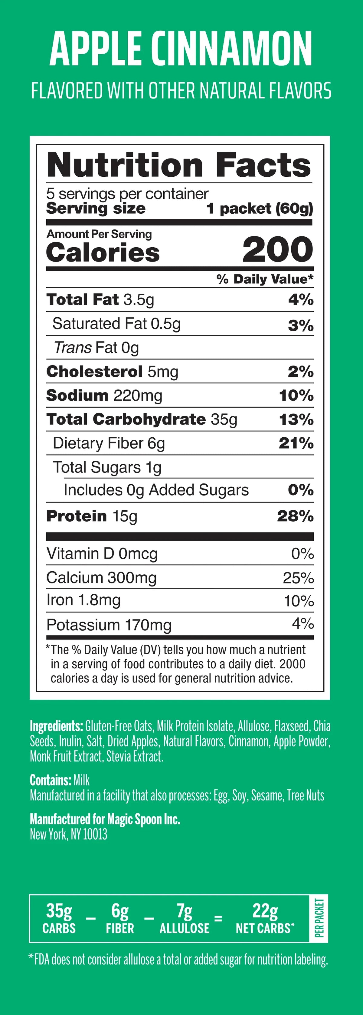 Apple Cinnamon - 20 Oatmeal Packets (4 Boxes)
