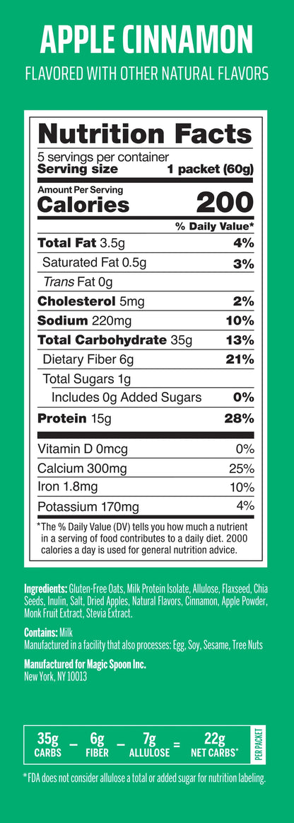 Apple Cinnamon - 20 Oatmeal Packets (4 Boxes)